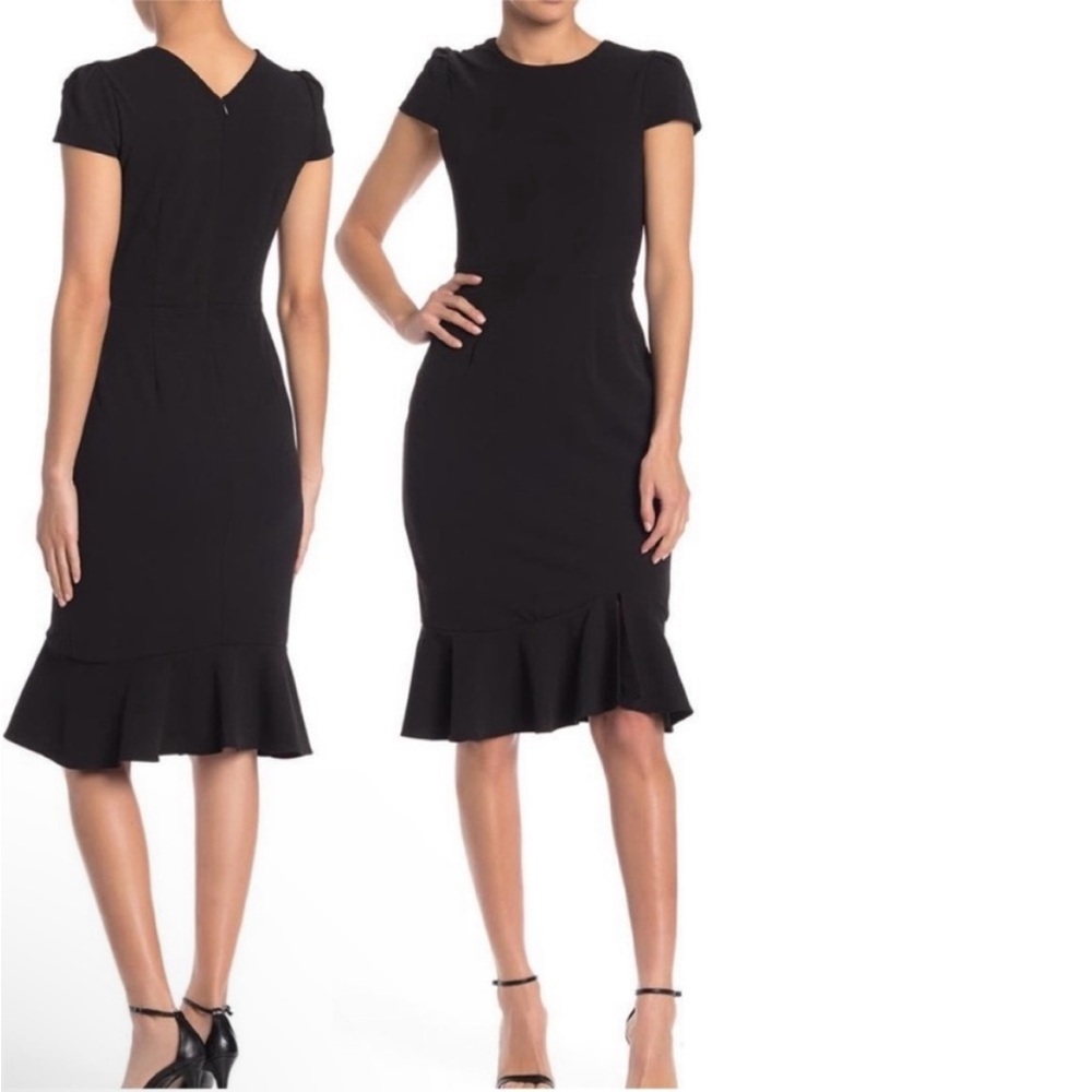 Betsey Johnson ruffle hem black dress